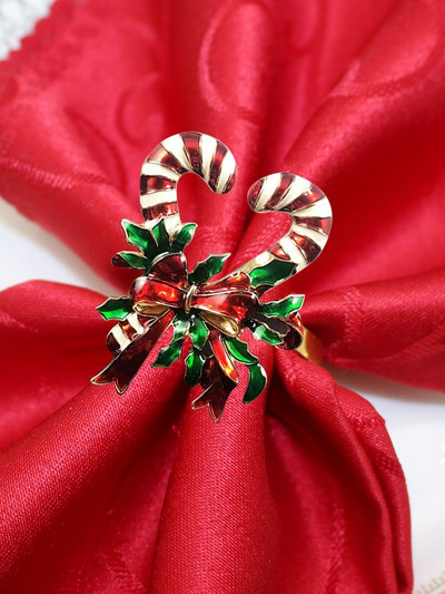 8 buc. inel pentru șervețele din frunze de ilis cu perle cu stras pentru suport pentru șervețele pentru Crăciun, nuntă, ziua de naștere, cină, decor de masă HWC280