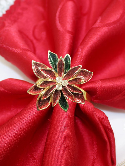 8 buc. inel pentru șervețele din frunze de ilis cu perle cu stras pentru suport pentru șervețele pentru Crăciun, nuntă, ziua de naștere, cină, decor de masă HWC280