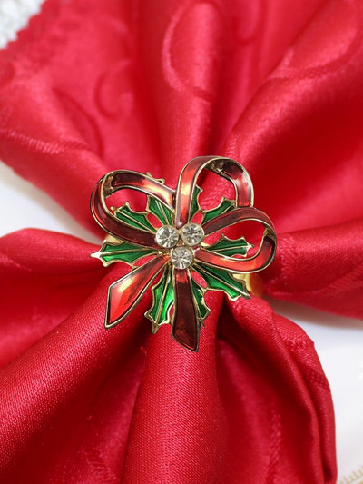 8 buc. inel pentru șervețele din frunze de ilis cu perle cu stras pentru suport pentru șervețele pentru Crăciun, nuntă, ziua de naștere, cină, decor de masă HWC280