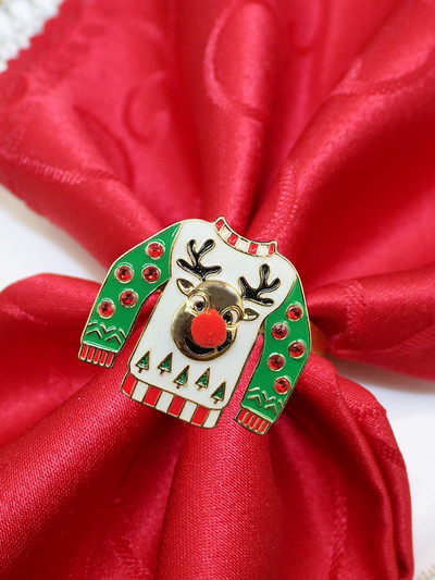 8 buc. inel pentru șervețele din frunze de ilis cu perle cu stras pentru suport pentru șervețele pentru Crăciun, nuntă, ziua de naștere, cină, decor de masă HWC280