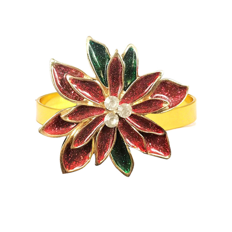 8 buc. inel pentru șervețele din frunze de ilis cu perle cu stras pentru suport pentru șervețele pentru Crăciun, nuntă, ziua de naștere, cină, decor de masă HWC280