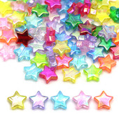 Krāsains Pentaklis Zvaigznes formas Akrila Pērlītes Caurspīdīgas Brīvas Starplikas Pērlītes Rotaslietas Rokassprādzes Kaklakatu Aksesuāri 10mm*10mm