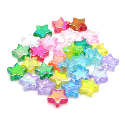 Krāsains Pentaklis Zvaigznes formas Akrila Pērlītes Caurspīdīgas Brīvas Starplikas Pērlītes Rotaslietas Rokassprādzes Kaklakatu Aksesuāri 10mm*10mm