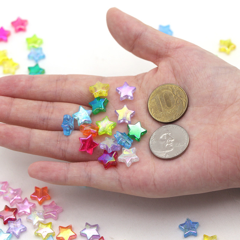 Krāsains Pentaklis Zvaigznes formas Akrila Pērlītes Caurspīdīgas Brīvas Starplikas Pērlītes Rotaslietas Rokassprādzes Kaklakatu Aksesuāri 10mm*10mm