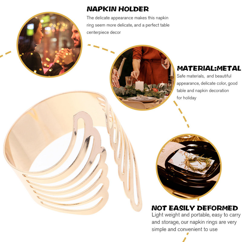 2 gab. Salvetes Dekoratīvie Metāla Gredzeni Kāzu Dekorācijas Ceremonijas Turētājs Serviette Rietumu stila zelta pusdienu galds