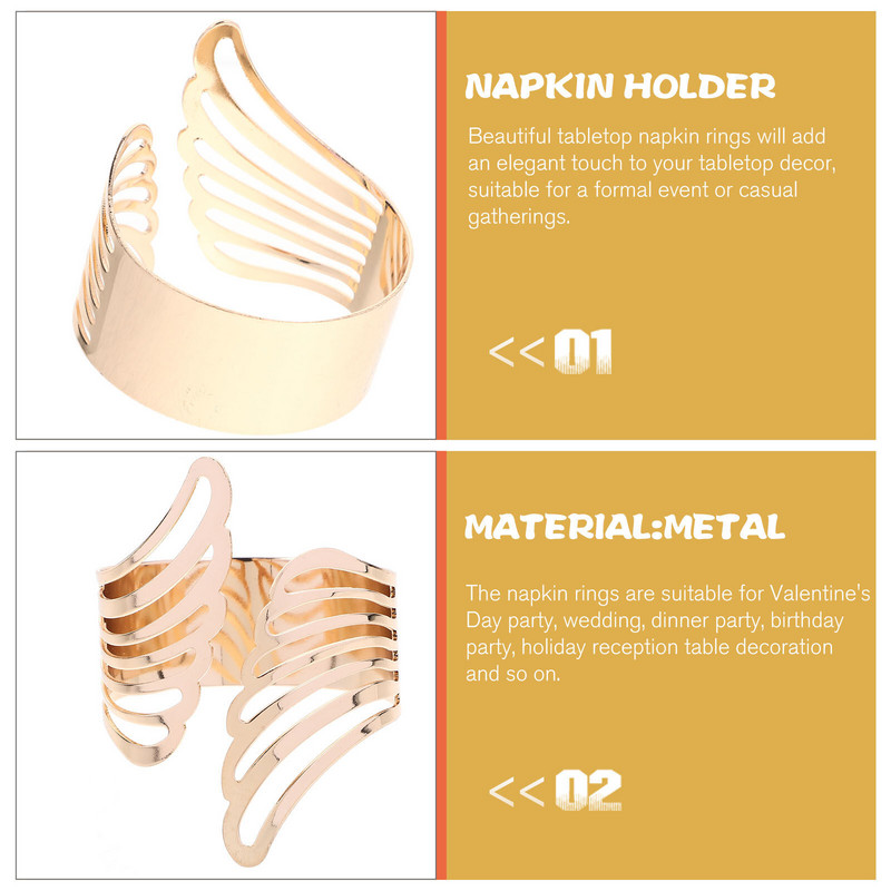 2 gab. Salvetes Dekoratīvie Metāla Gredzeni Kāzu Dekorācijas Ceremonijas Turētājs Serviette Rietumu stila zelta pusdienu galds