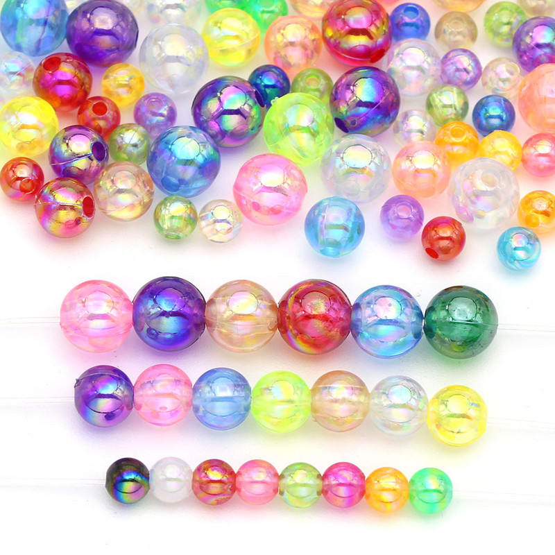 Διαφανείς Ακρυλικές Χάντρες Στρογγυλές Χαλαρές Χάντρες για Κατασκευή κοσμημάτων Βραχιόλι DIY Διακοσμητικά Αξεσουάρ 6mm-10mm