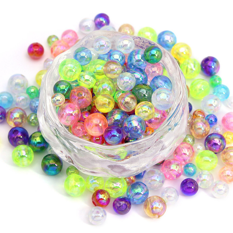 Διαφανείς Ακρυλικές Χάντρες Στρογγυλές Χαλαρές Χάντρες για Κατασκευή κοσμημάτων Βραχιόλι DIY Διακοσμητικά Αξεσουάρ 6mm-10mm