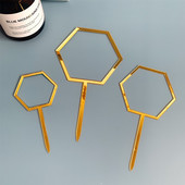 Jauns sešstūra akrila kūkas virsma DIY rāmis Zelts, bez tekstiem Cupcake topper bērniem dzimšanas dienas ballītes kūku rotājumi bērnu duša