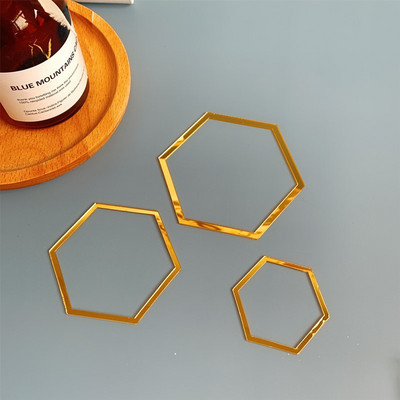 Jauns sešstūra akrila kūkas virsma DIY rāmis Zelts, bez tekstiem Cupcake topper bērniem dzimšanas dienas ballītes kūku rotājumi bērnu duša