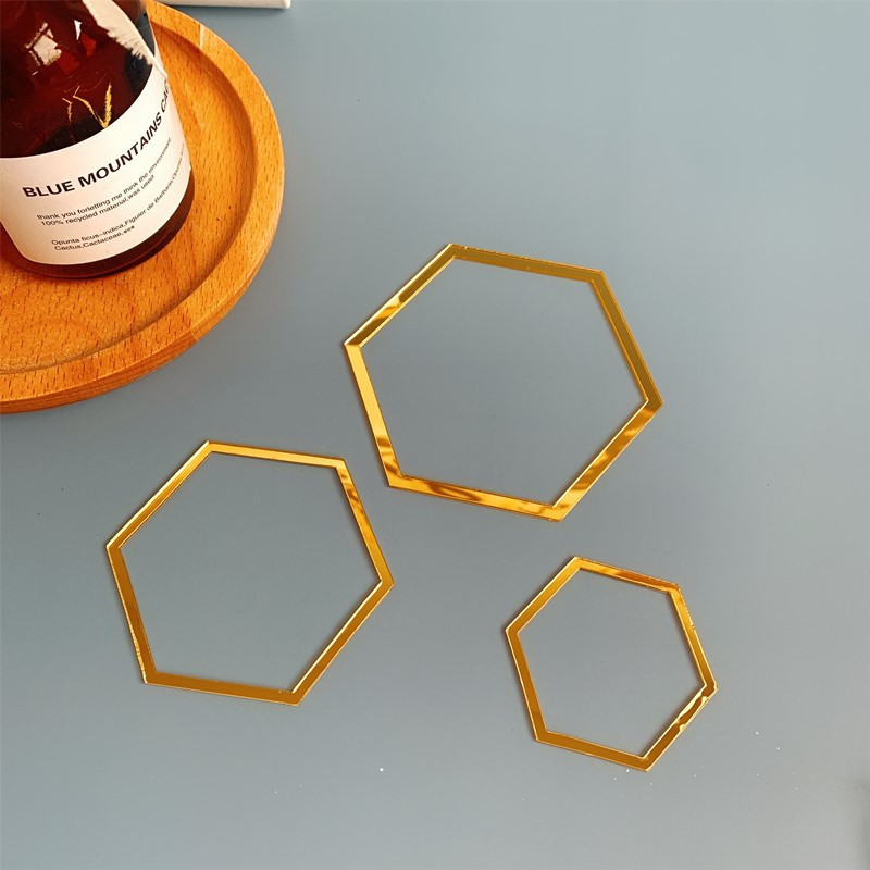 Jauns sešstūra akrila kūkas virsma DIY rāmis Zelts, bez tekstiem Cupcake topper bērniem dzimšanas dienas ballītes kūku rotājumi bērnu duša