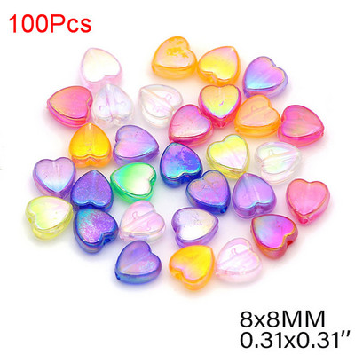 20/50/100 gab. Caurspīdīgas sirds mīlestības formas akrila pērlīšu rotaslietas, rokassprādzes auskaru izgatavošana, apģērbi.