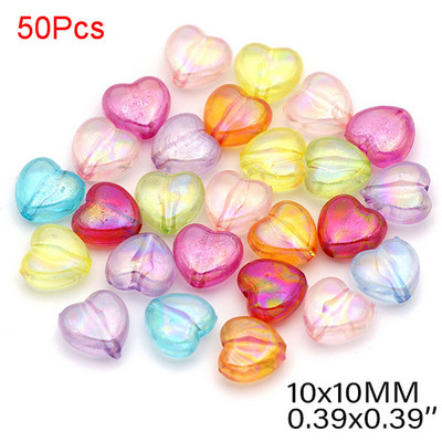 20/50/100 gab. Caurspīdīgas sirds mīlestības formas akrila pērlīšu rotaslietas, rokassprādzes auskaru izgatavošana, apģērbi.