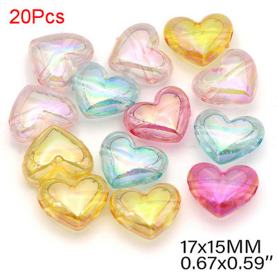 20/50/100 gab. Caurspīdīgas sirds mīlestības formas akrila pērlīšu rotaslietas, rokassprādzes auskaru izgatavošana, apģērbi.