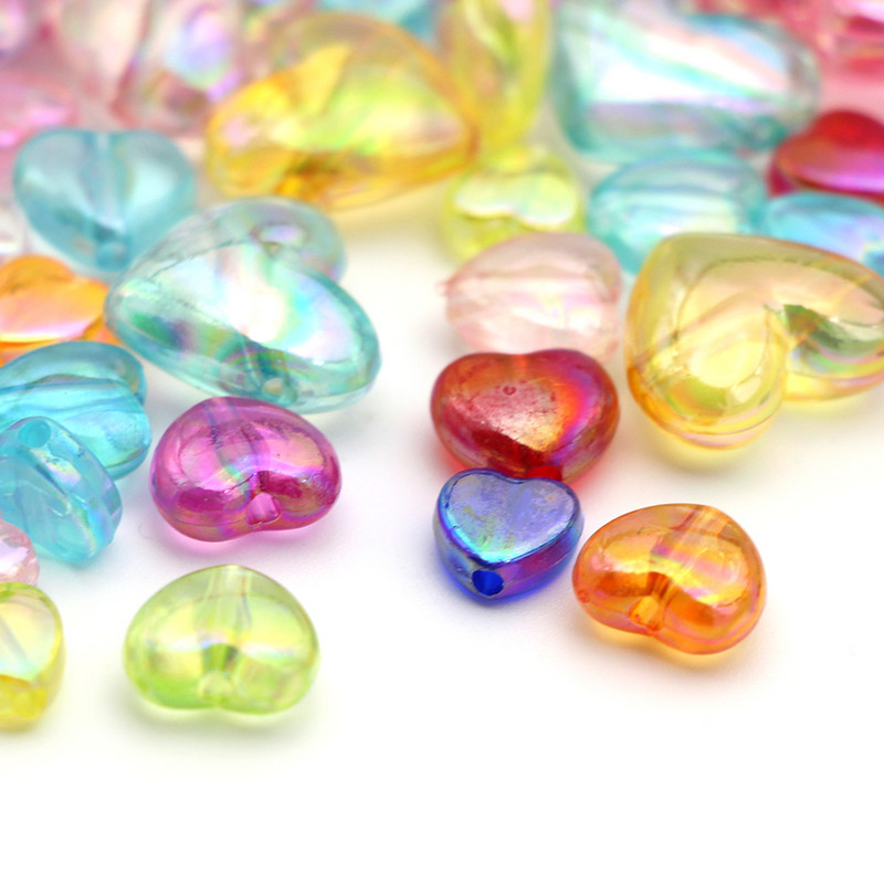 20/50/100 gab. Caurspīdīgas sirds mīlestības formas akrila pērlīšu rotaslietas, rokassprādzes auskaru izgatavošana, apģērbi.