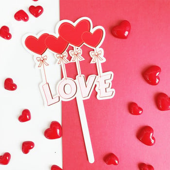 Τούρτα γάμου Love Ins Heart Balloons Ακρυλικό κάλυμμα Cupcake για Διακοσμήσεις τούρτας γενεθλίων γάμου Σημαίες για τούρτα αγάπης