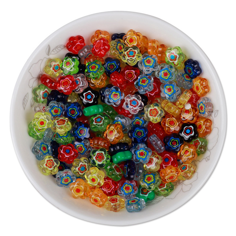 50 gab. Ziedu apdrukātas krelles ar sveķiem 10 mm krelles, kas paredzētas DIY tālruņu ķēdēm Auskaru kaklarota ar rokām gatavotu rotaslietu izgatavošana T0405