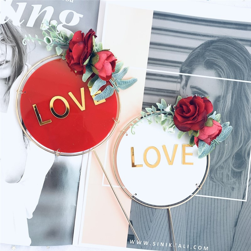 Akrylová ozdoba na tortu na Valentína so zlatou láskou, svadobná ozdoba na tortu, potreby na ozdobu na tortu na Valentína, svadobnú párty, dekorácie na tortu