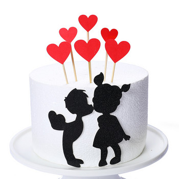 Wedding Cupcake Topper Σετ Love Heart Sweet Lovers Cake Topper για την επέτειο του Αγίου Βαλεντίνου Διακοσμήσεις τούρτας για πάρτι γάμου
