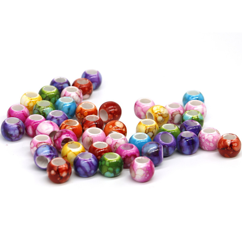 30/50gab/soma Krāsainas krelles apģērbam Apaļas 6mm Lieli caurumi Vairākas iespējas Aplikācijas Dekorācijas Krelles Soma Šūšanas Aksesuāri