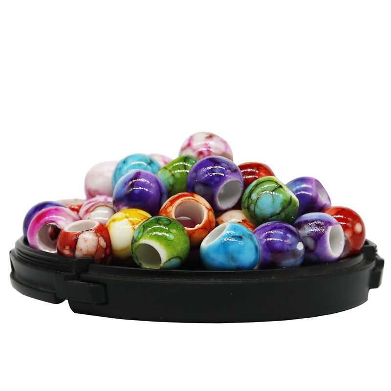 30/50gab/soma Krāsainas krelles apģērbam Apaļas 6mm Lieli caurumi Vairākas iespējas Aplikācijas Dekorācijas Krelles Soma Šūšanas Aksesuāri