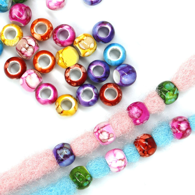 30/50gab/soma Krāsainas krelles apģērbam Apaļas 6mm Lieli caurumi Vairākas iespējas Aplikācijas Dekorācijas Krelles Soma Šūšanas Aksesuāri