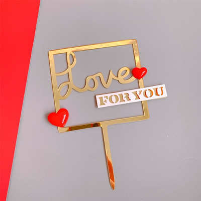 2020. gada kāzu akrila kūkas virsma “Mīlestība pret tevi” Valentīndienas kūkas rotājumi Valentīna dienas kāzu ballīšu kūku piederumiem