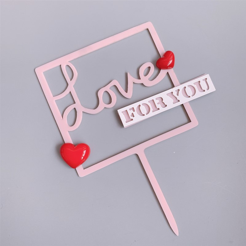 2020. gada kāzu akrila kūkas virsma “Mīlestība pret tevi” Valentīndienas kūkas rotājumi Valentīna dienas kāzu ballīšu kūku piederumiem