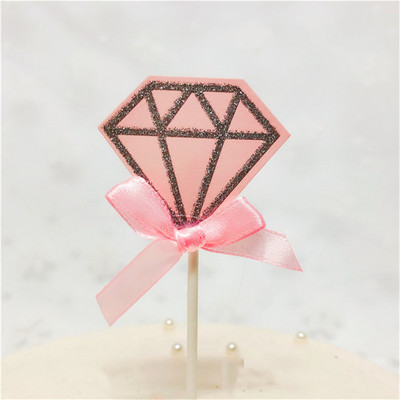 5 ks/lot ružovo-fialové diamantové trblietavé ozdoby na muffiny, torty, vkladacie karty, DIY papierové saténové mašľové dekorácie na narodeniny, svadobnú párty