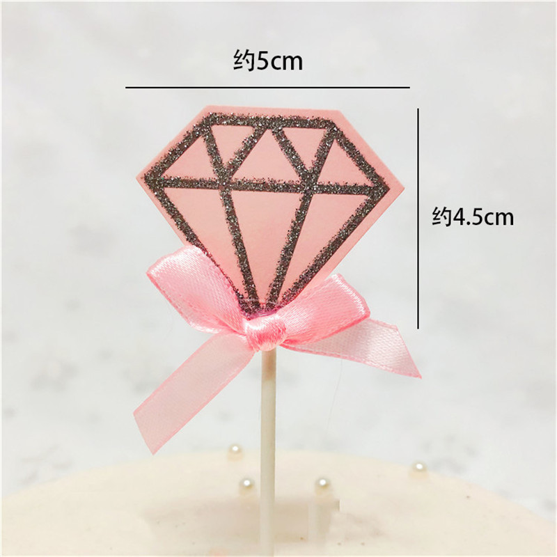 5 ks/lot ružovo-fialové diamantové trblietavé ozdoby na muffiny, torty, vkladacie karty, DIY papierové saténové mašľové dekorácie na narodeniny, svadobnú párty
