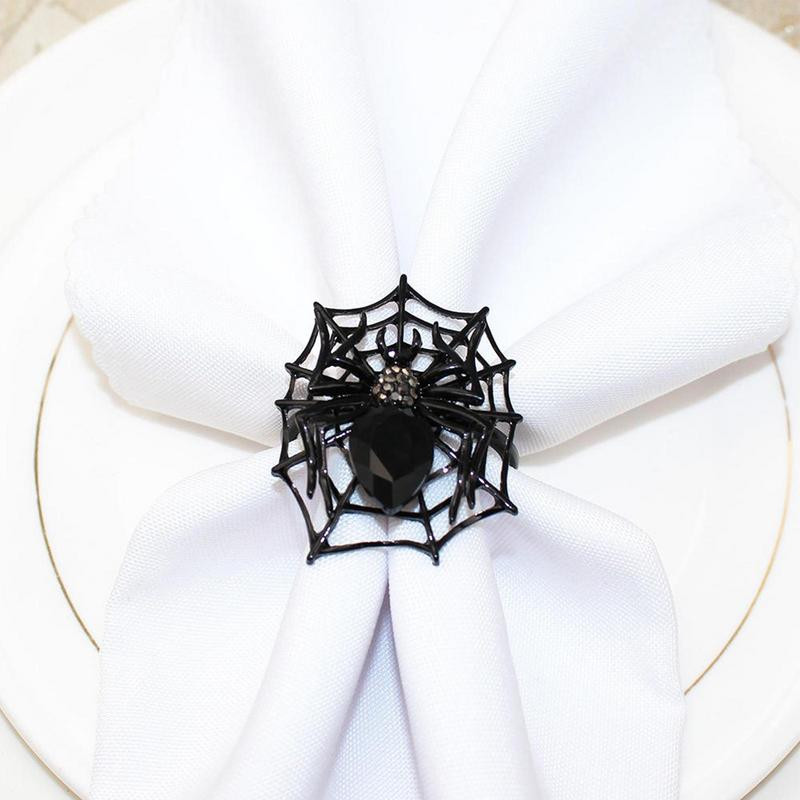 Halloweeni salvrätikusõrmuste hoidikud Rhinestone Spider Decor Salvrätikuhoidjad Sõrmused Dekoratiivsed salvrätikute kaunistused lauakaunistuseks