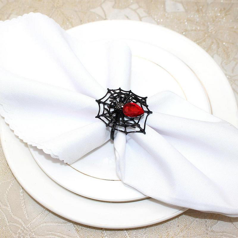 Halloweeni salvrätikusõrmuste hoidikud Rhinestone Spider Decor Salvrätikuhoidjad Sõrmused Dekoratiivsed salvrätikute kaunistused lauakaunistuseks