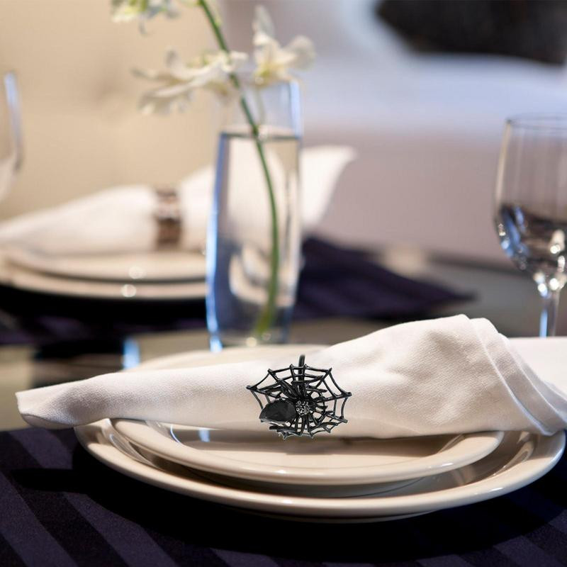 Halloweeni salvrätikusõrmuste hoidikud Rhinestone Spider Decor Salvrätikuhoidjad Sõrmused Dekoratiivsed salvrätikute kaunistused lauakaunistuseks