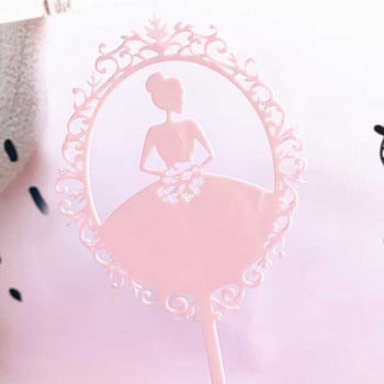 Принцеса Акрилен топер за торта Bride Wedding Cupcake Topper Честит рожден ден Baby Shower Party Cake Top Flag Декорации Консумативи