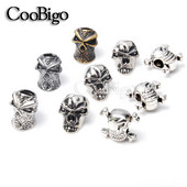 Ninja pirátske korálky s lebkou, zipsom, ťahacím taktickým batohom, taškou, lanom, paracordovým náramkom, nožom, šnúrkou na krk, DIY príslušenstvo, kovové 5 ks