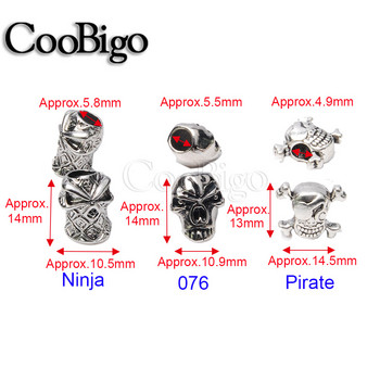 Ninja Pirate Skull Beads Zipper Pull Тактическа раница Чанта Въже Паракорд Гривна Нож Връзки Направи си сам Аксесоари Метални 5 бр.