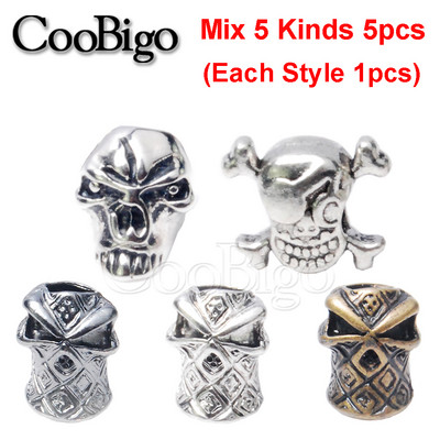 Ninja pirátske korálky s lebkou, zipsom, ťahacím taktickým batohom, taškou, lanom, paracordovým náramkom, nožom, šnúrkou na krk, DIY príslušenstvo, kovové 5 ks