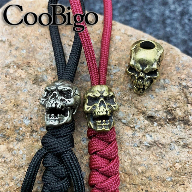 Ninja pirátske korálky s lebkou, zipsom, ťahacím taktickým batohom, taškou, lanom, paracordovým náramkom, nožom, šnúrkou na krk, DIY príslušenstvo, kovové 5 ks