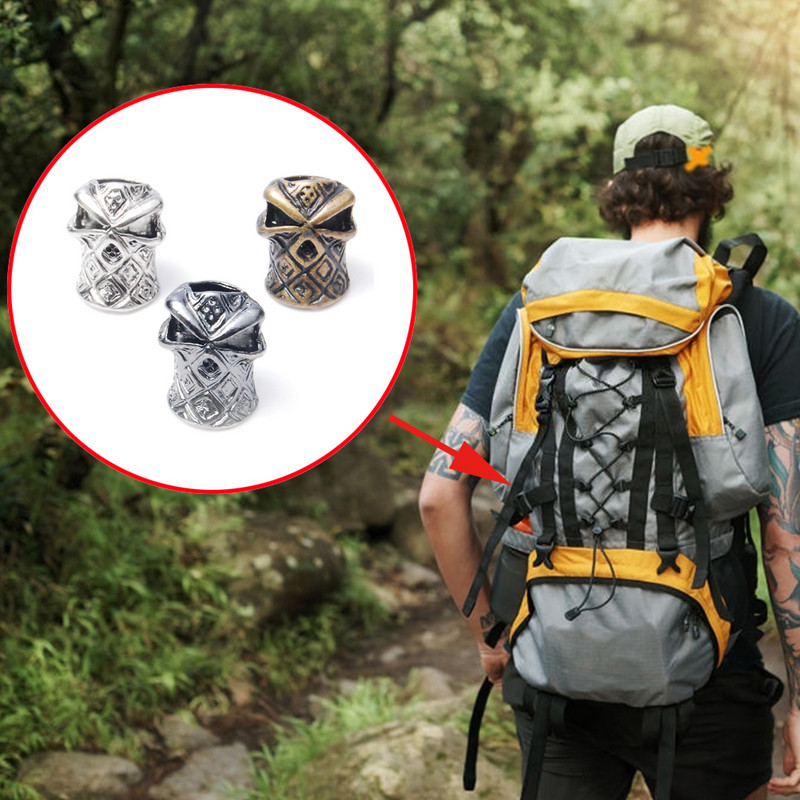 Ninja pirátske korálky s lebkou, zipsom, ťahacím taktickým batohom, taškou, lanom, paracordovým náramkom, nožom, šnúrkou na krk, DIY príslušenstvo, kovové 5 ks