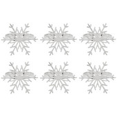 6 gabali sniegpārsliņu salvešu gredzeni Ziemassvētku sniegpārsliņu salvešu turētāja gredzeni Ziemassvētku svētku galda dekorēšanai