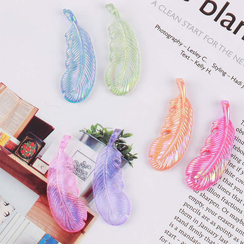 10gab AB Krāsa Spalvas Forma Ar Caurumu Pērlītēm Akrils Roku darbs Tālruņa Ķēde Kaklarotas Auskari Juvelierizstrādājumu izgatavošanas Materiāls T0421