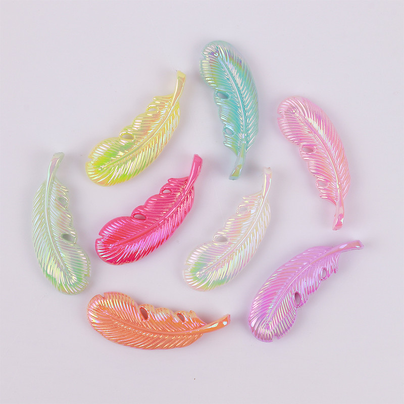 10gab AB Krāsa Spalvas Forma Ar Caurumu Pērlītēm Akrils Roku darbs Tālruņa Ķēde Kaklarotas Auskari Juvelierizstrādājumu izgatavošanas Materiāls T0421