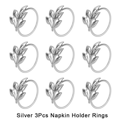 3Gb Viesnīcas salvešu gredzens Salvešu turētājs Fall Leaves Salvete sprādze Ziemassvētku kāzu ballīte Zelta salvešu aplis vakariņu galda dekors