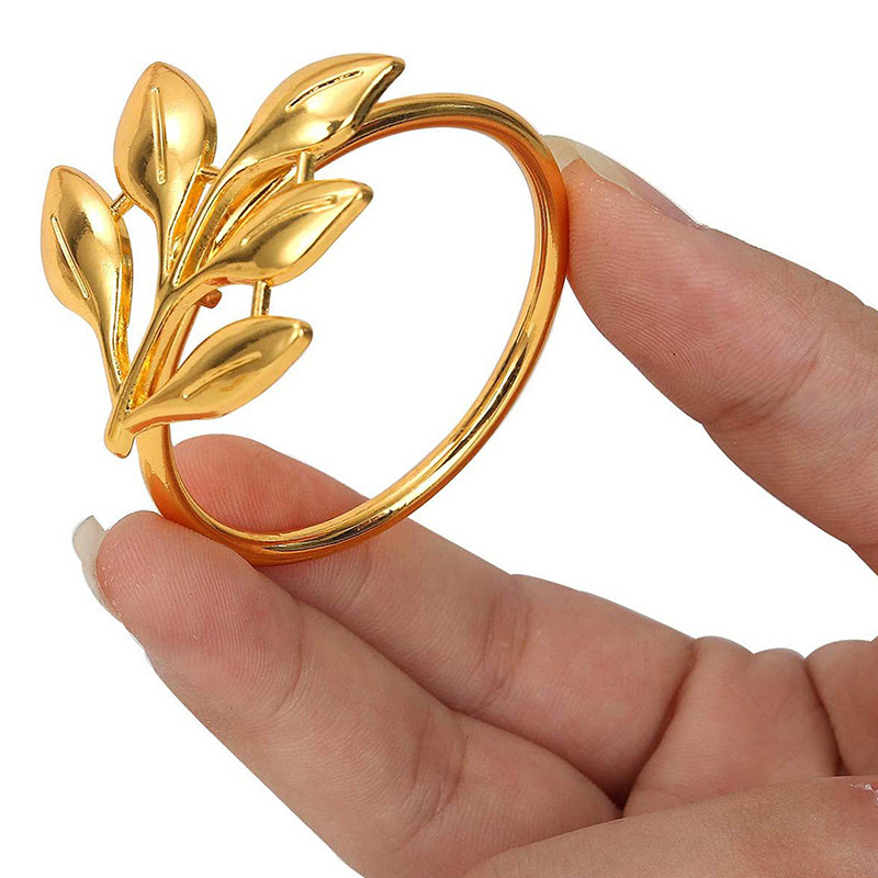 3Gb Viesnīcas salvešu gredzens Salvešu turētājs Fall Leaves Salvete sprādze Ziemassvētku kāzu ballīte Zelta salvešu aplis vakariņu galda dekors