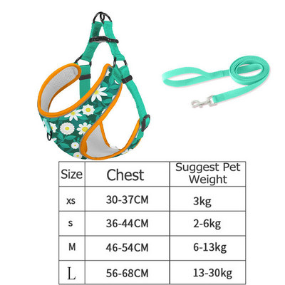 Atstarojoša mājdzīvnieku suņu iejūga un pavadas komplekts Komforta elpojoša mājdzīvnieku iejūga Apdrukāta suņu iejūga maziem un vidējiem suņiem Mājdzīvnieku piederumi