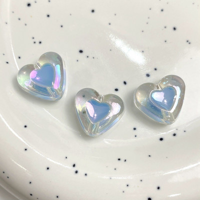 Caurspīdīgas krēmkrāsas sirds formas jaukas krelles rotaslietām. Izgatavojiet DIY piekariņus Tālruņa ķēde Rokassprādze Kaklarota Matu Kaklasaites Aksesuāri