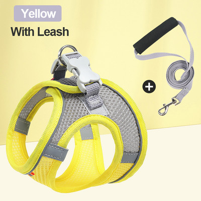 Fényvisszaverő kutyahám pórázzal Állítható kisállat-hám mellény, légáteresztő nyakörvek nyakpánt kis, közepes kutyák macskajáráshoz