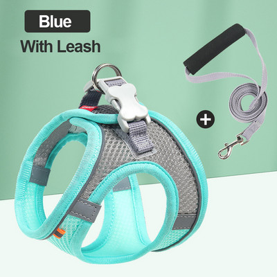 Fényvisszaverő kutyahám pórázzal Állítható kisállat-hám mellény, légáteresztő nyakörvek nyakpánt kis, közepes kutyák macskajáráshoz