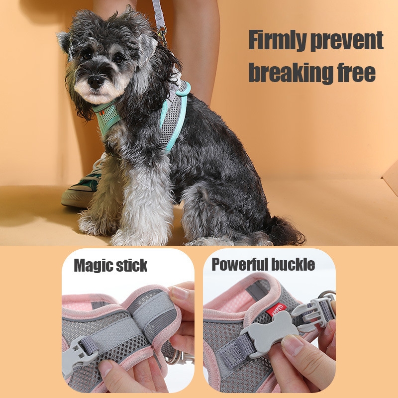 Fényvisszaverő kutyahám pórázzal Állítható kisállat-hám mellény, légáteresztő nyakörvek nyakpánt kis, közepes kutyák macskajáráshoz