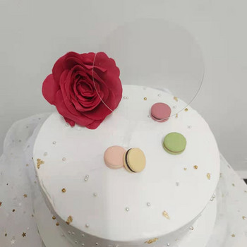Златен 16,5*10CM прозрачен акрилен кръгъл топер за торта Безплатно творчество Топер за торта за рожден ден за Декорация на торта за рожден ден